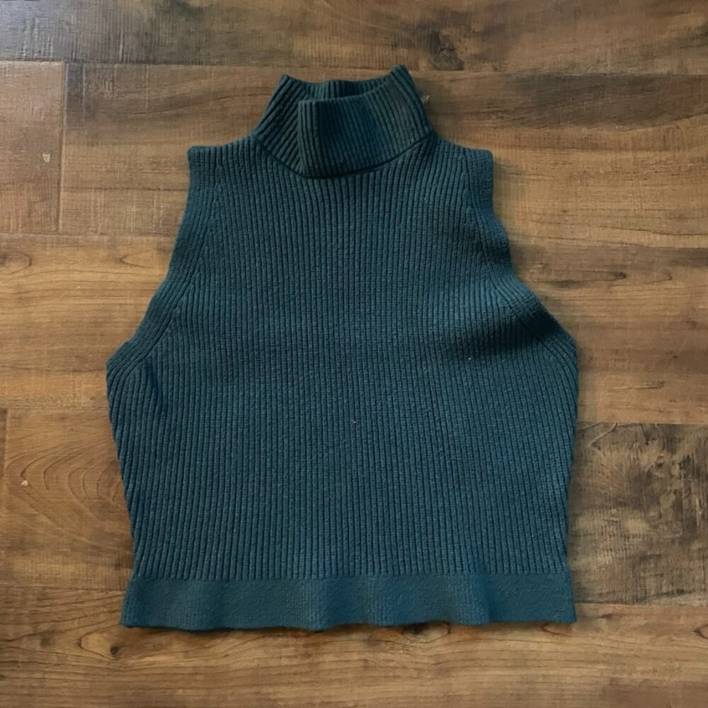 Leela Lavender Ribbed Knit Sweater Tube Top‎ Dark Teal Womens Large Strapless
